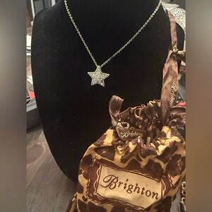 vintage Brighton Star Pendant Necklace silver crystal nwt pouch starbrite JN7852